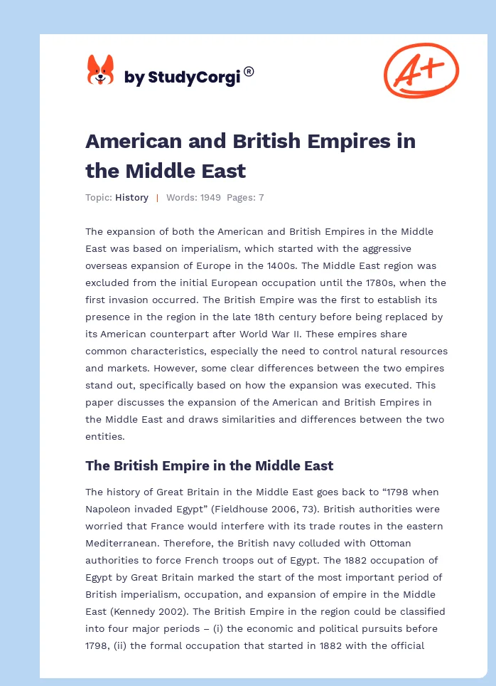 American and British Empires in the Middle East. Page 1