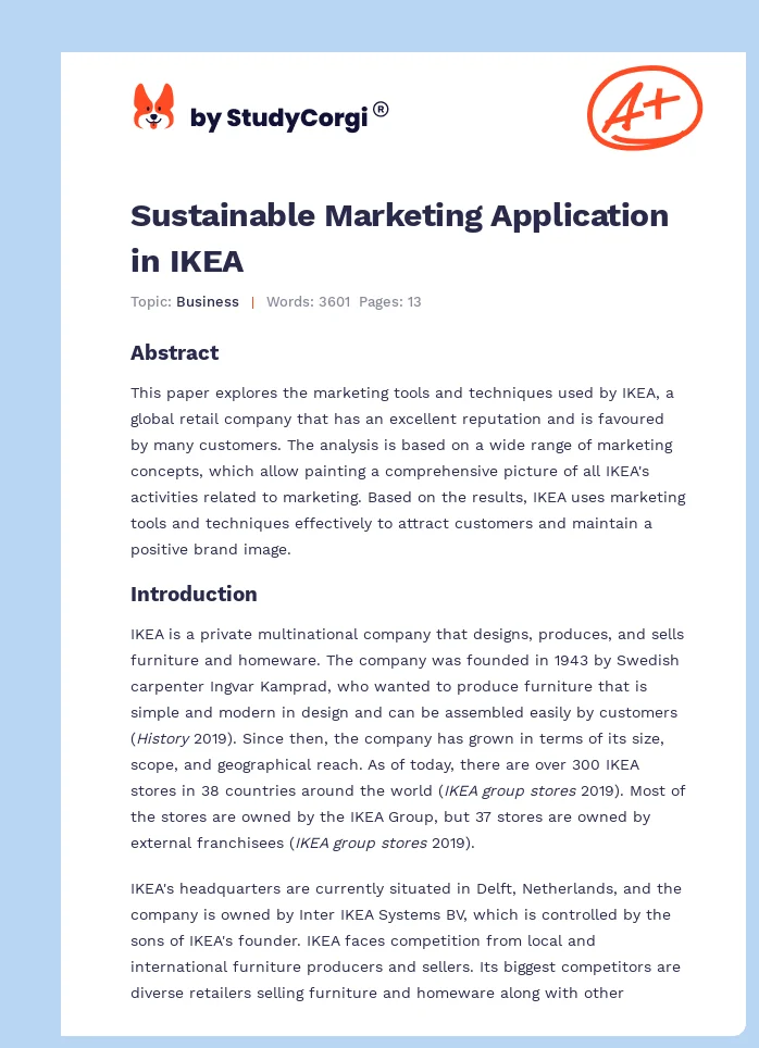 Sustainable Marketing Application in IKEA. Page 1