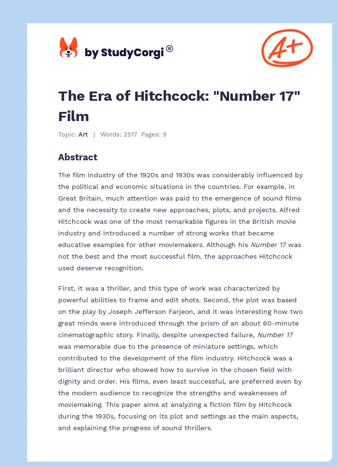 The Era of Hitchcock: "Number 17" Film. Page 1
