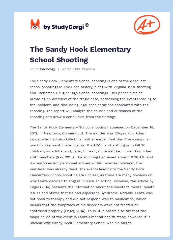 The Sandy Hook Elementary School Shooting. Page 1