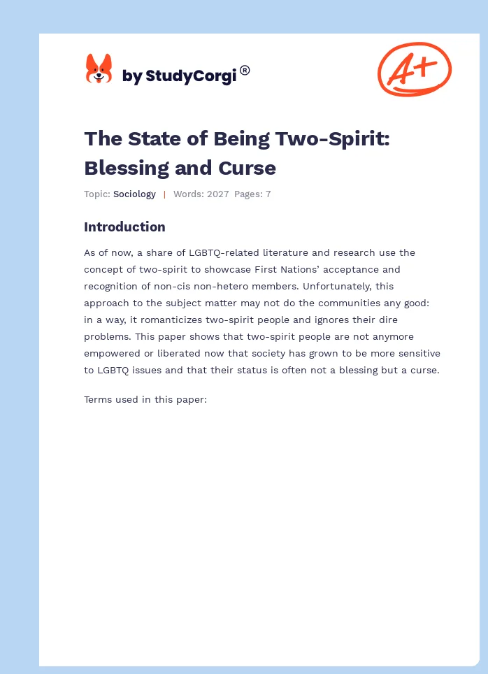 The State of Being Two-Spirit: Blessing and Curse. Page 1