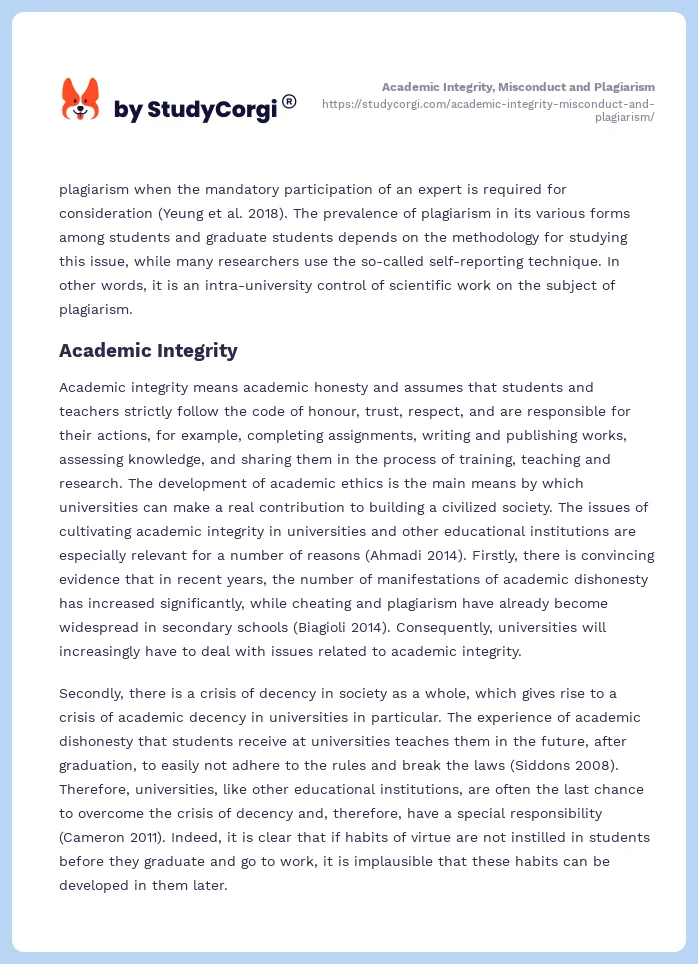 Academic Integrity, Misconduct and Plagiarism. Page 2