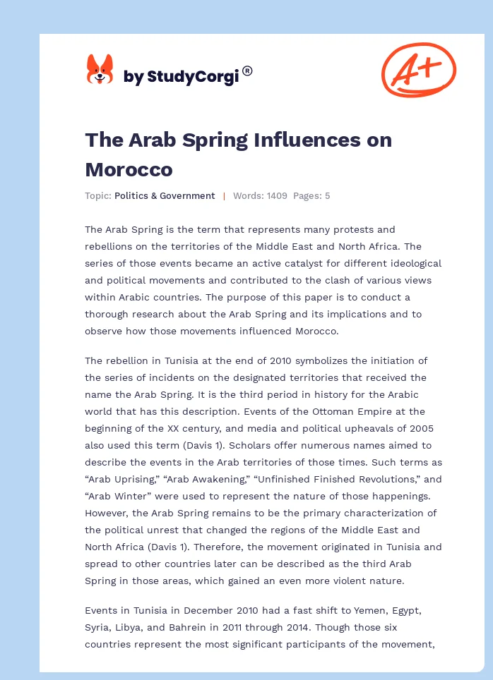 The Arab Spring Influences on Morocco. Page 1