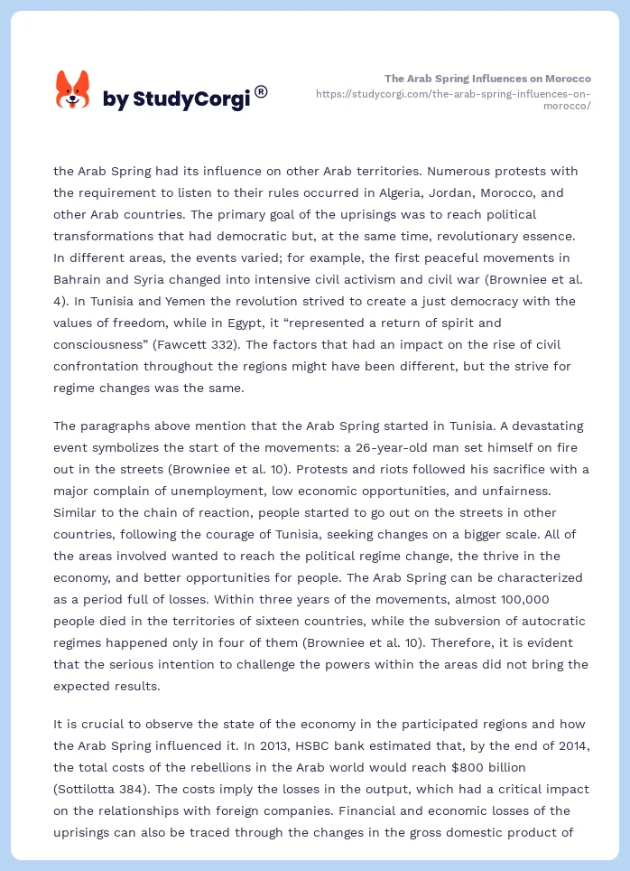 The Arab Spring Influences on Morocco. Page 2