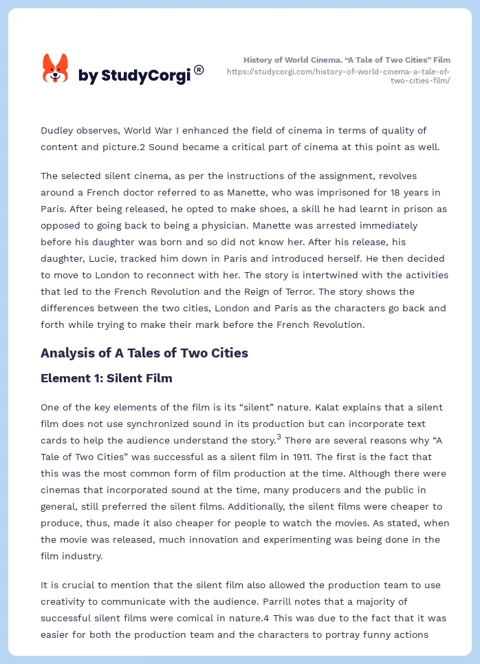 History of World Cinema. “A Tale of Two Cities” Film. Page 2