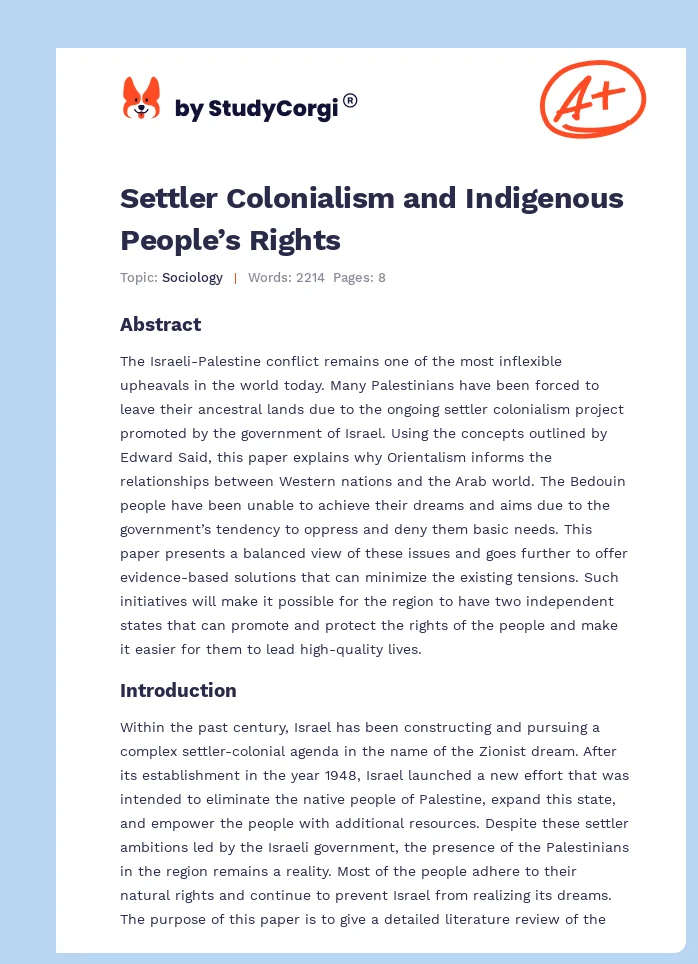 Settler Colonialism and Indigenous People’s Rights. Page 1