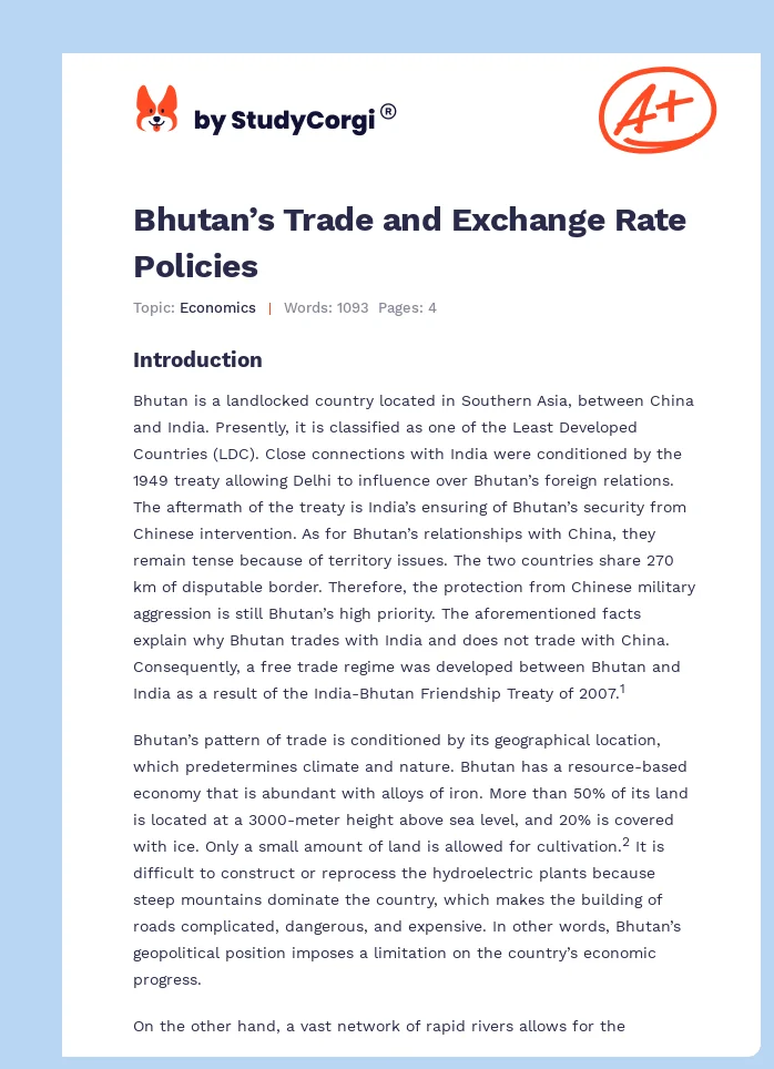Bhutan’s Trade and Exchange Rate Policies. Page 1