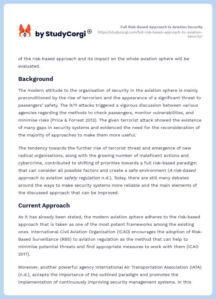 Full Risk-Based Approach to Aviation Security. Page 2