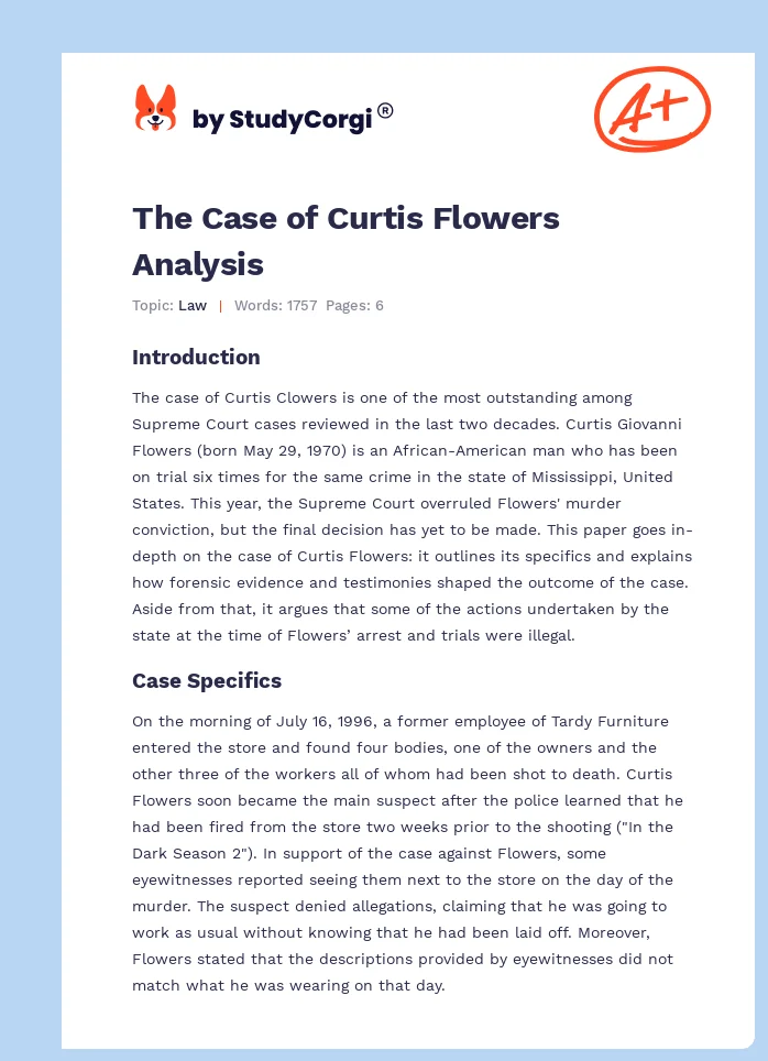 The Case of Curtis Flowers Analysis. Page 1
