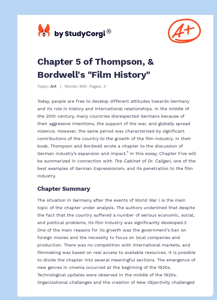 Chapter 5 of Thompson, & Bordwell's "Film History". Page 1