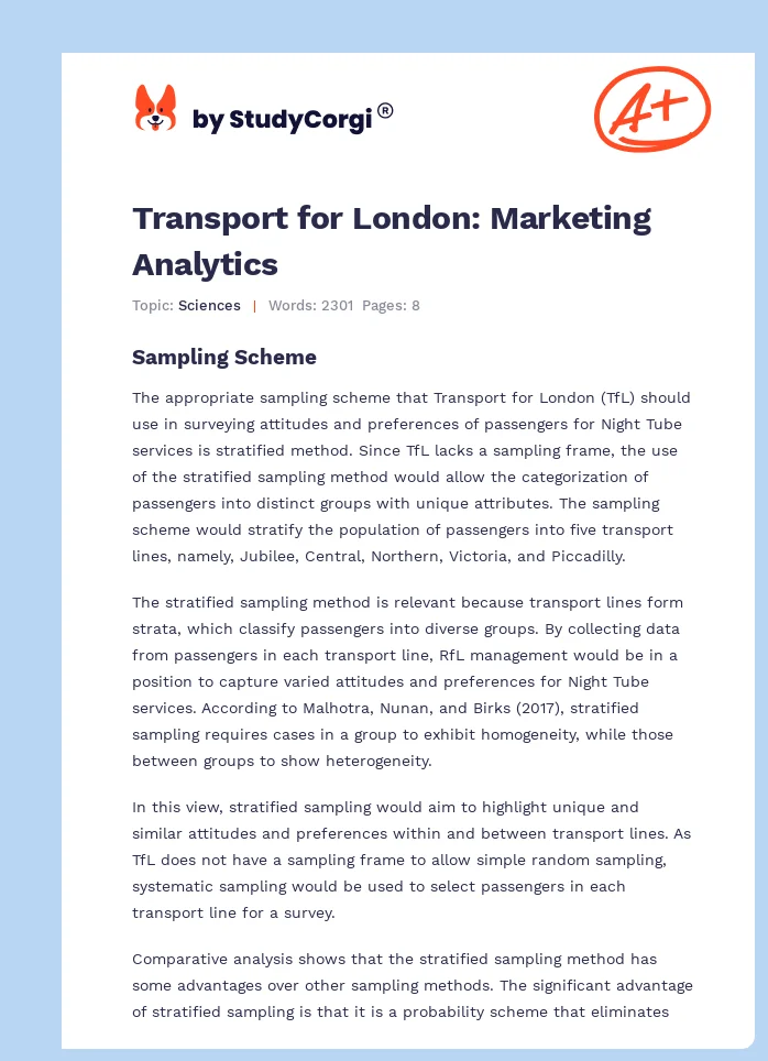 Transport for London: Marketing Analytics. Page 1
