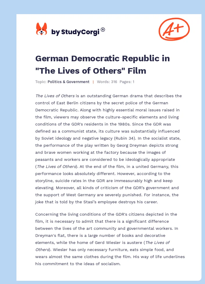 German Democratic Republic in "The Lives of Others" Film. Page 1