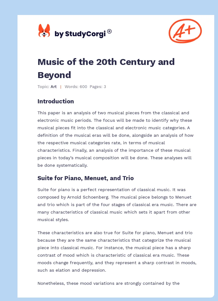 Music of the 20th Century and Beyond. Page 1