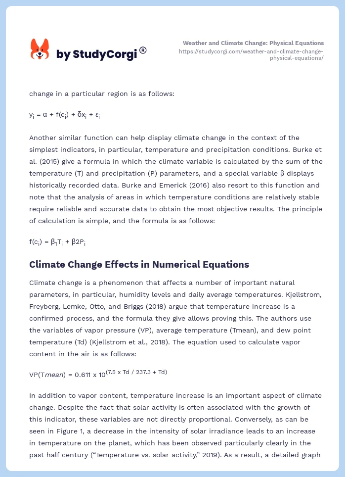 Weather and Climate Change: Physical Equations. Page 2