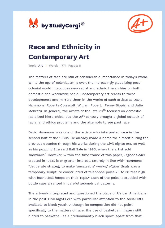 Race and Ethnicity in Contemporary Art. Page 1