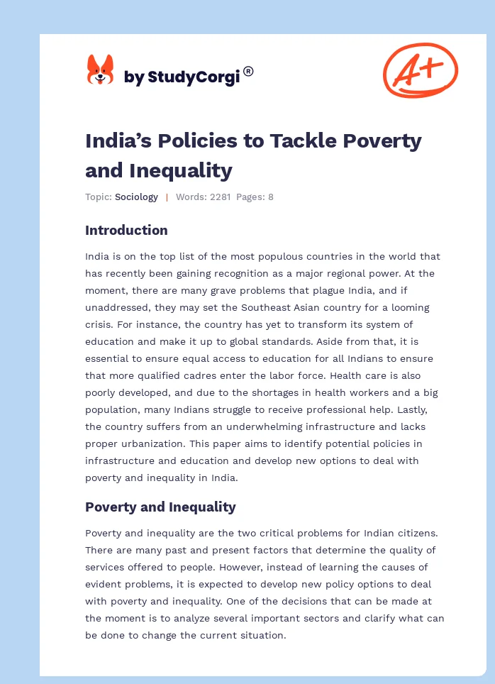 India’s Policies to Tackle Poverty and Inequality. Page 1