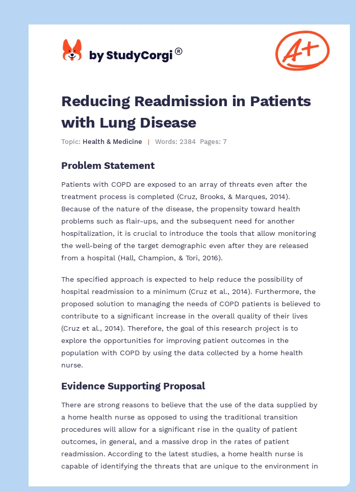 Reducing Readmission in Patients with Lung Disease. Page 1