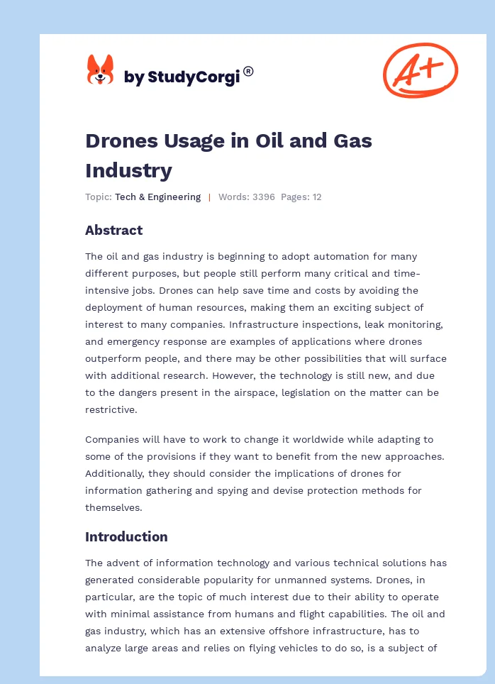 Drones Usage in Oil and Gas Industry. Page 1