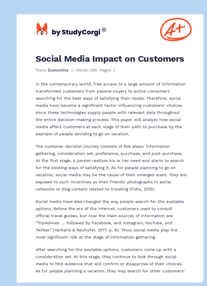 Social Media Impact on Customers. Page 1