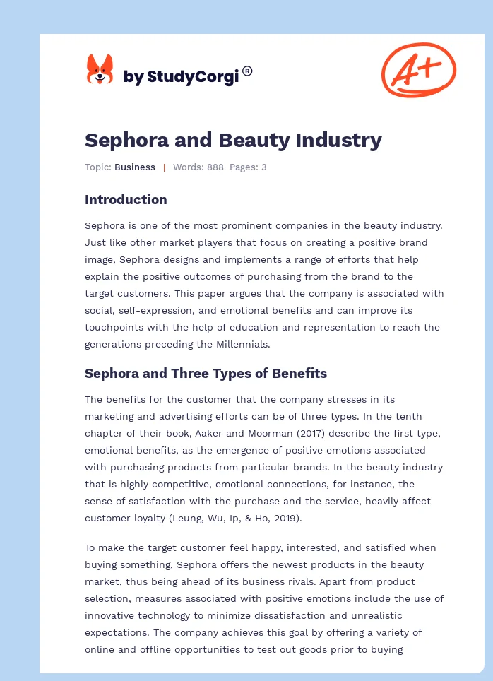 Sephora and Beauty Industry. Page 1