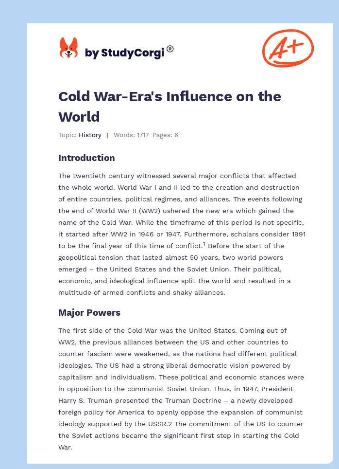 Cold War-Era's Influence on the World. Page 1