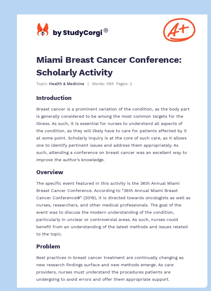 Miami Breast Cancer Conference: Scholarly Activity. Page 1