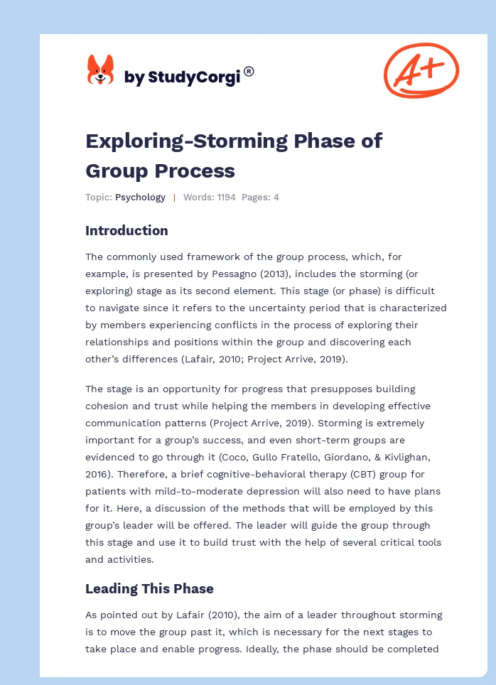 Exploring-Storming Phase of Group Process. Page 1
