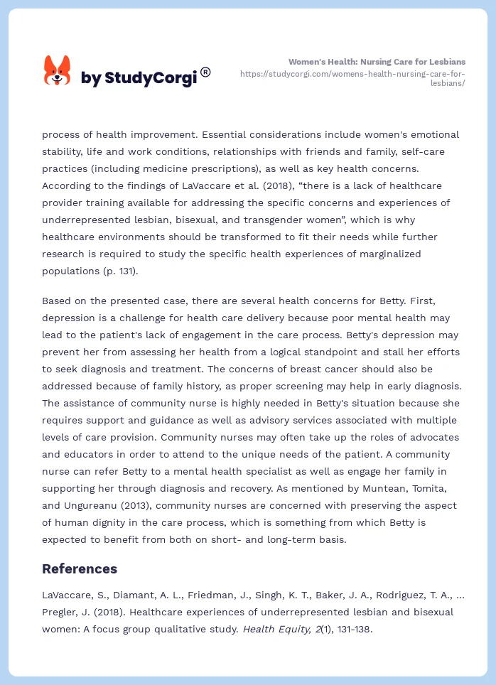 Women's Health: Nursing Care for Lesbians. Page 2