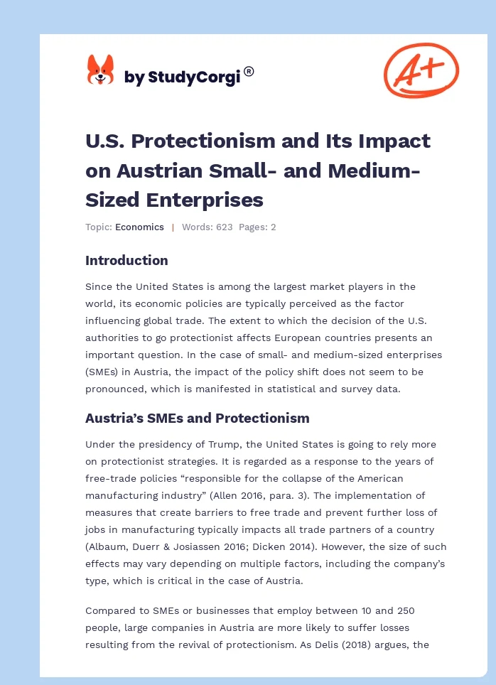 U.S. Protectionism and Its Impact on Austrian Small- and Medium-Sized Enterprises. Page 1