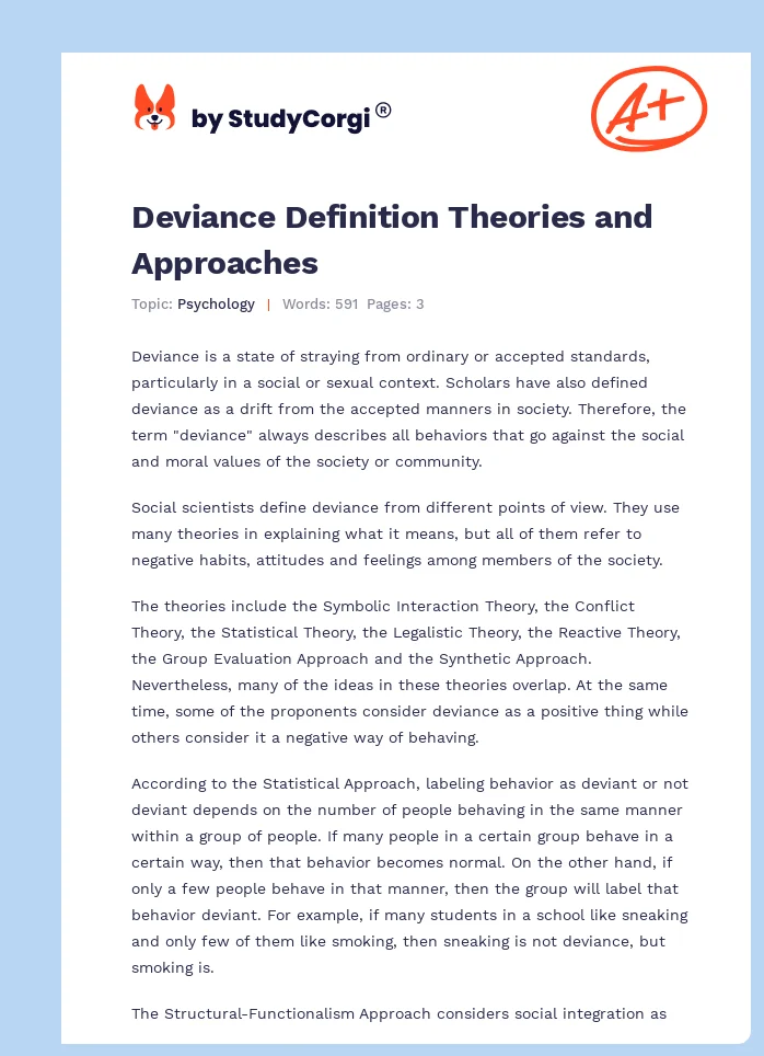 Deviance Definition Theories and Approaches. Page 1