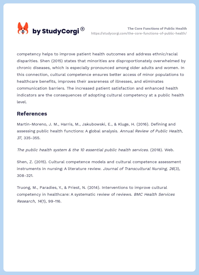 The Core Functions of Public Health. Page 2
