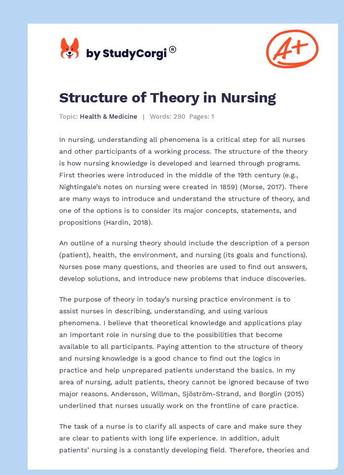 Structure of Theory in Nursing. Page 1