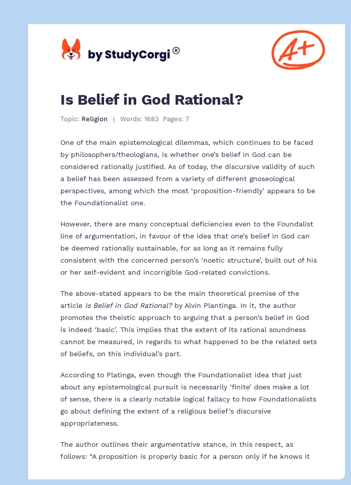 Is Belief in God Rational?. Page 1