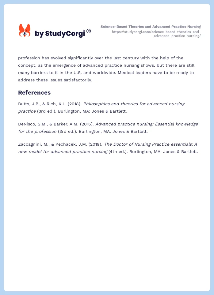 Science-Based Theories and Advanced Practice Nursing. Page 2