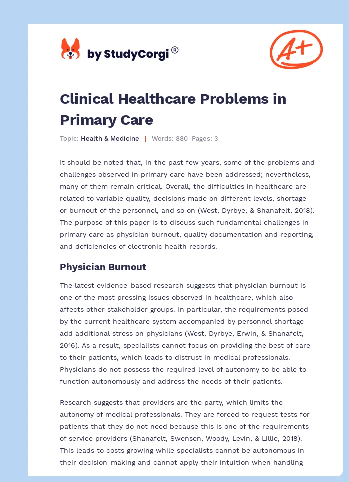 Clinical Healthcare Problems in Primary Care. Page 1