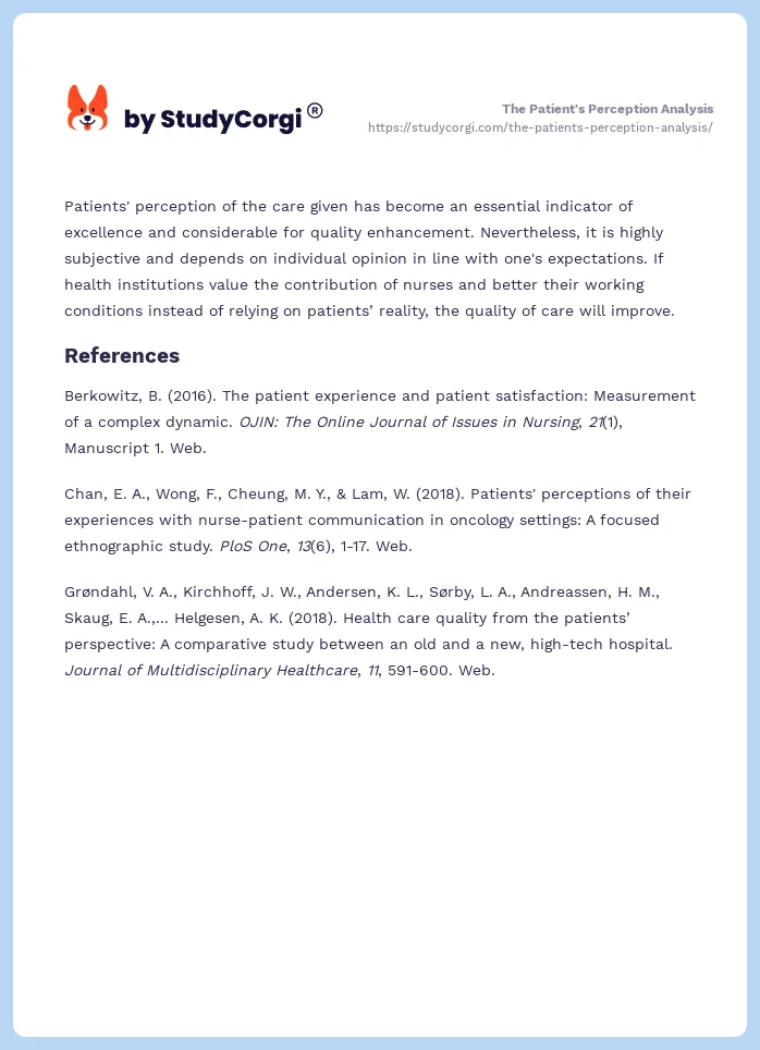 The Patient's Perception Analysis. Page 2