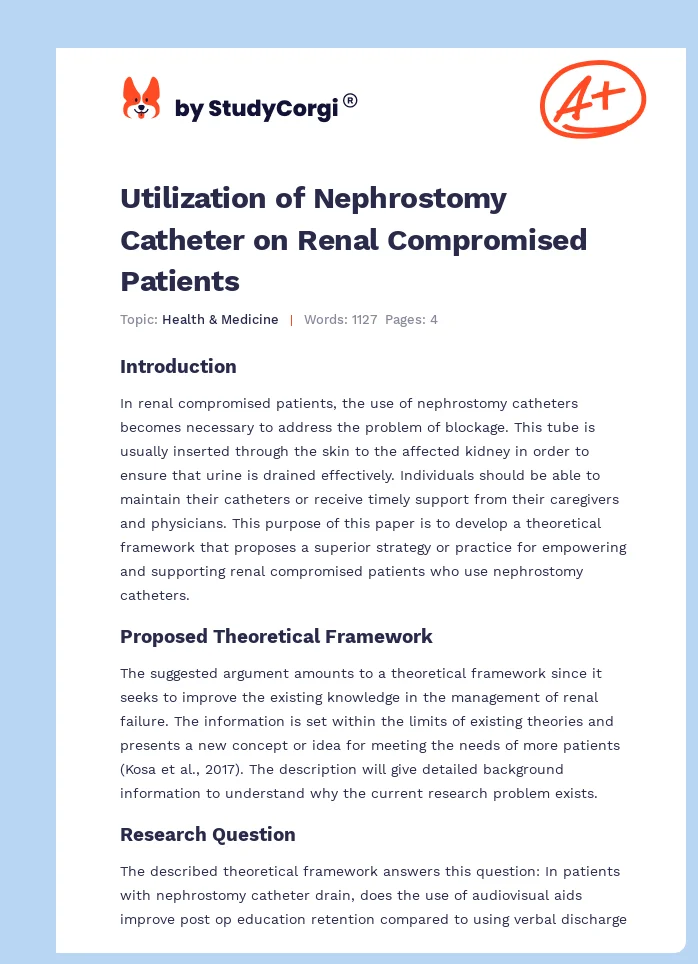 Utilization of Nephrostomy Catheter on Renal Compromised Patients. Page 1