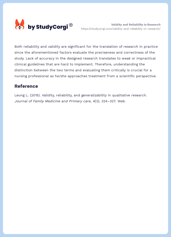 Validity and Reliability in Research. Page 2
