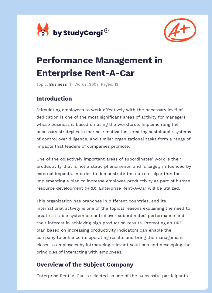 Performance Management in Enterprise Rent-A-Car. Page 1