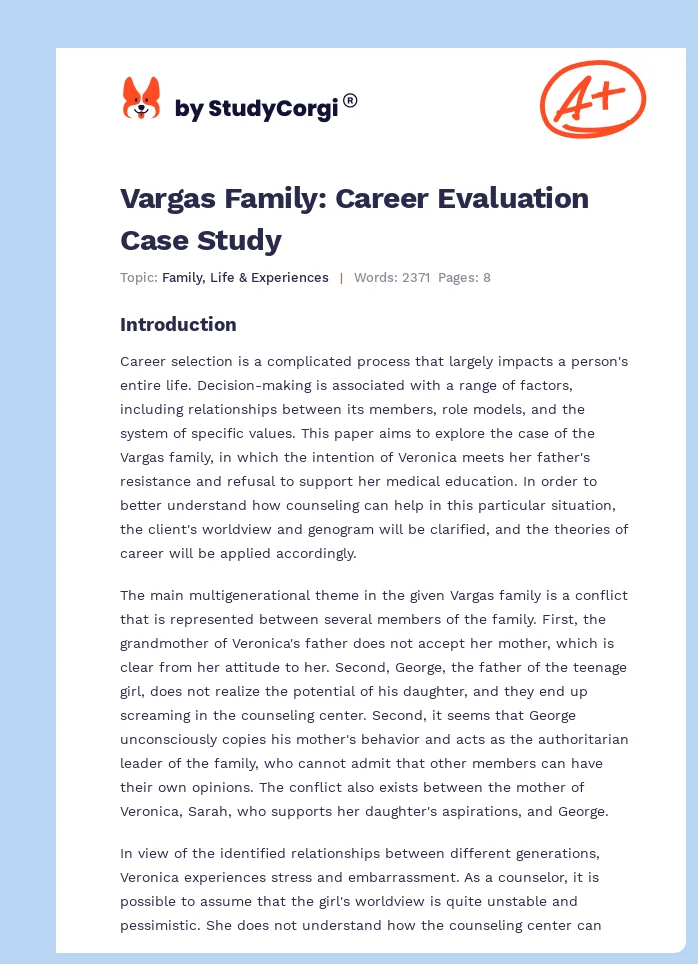 Vargas Family: Career Evaluation Case Study. Page 1