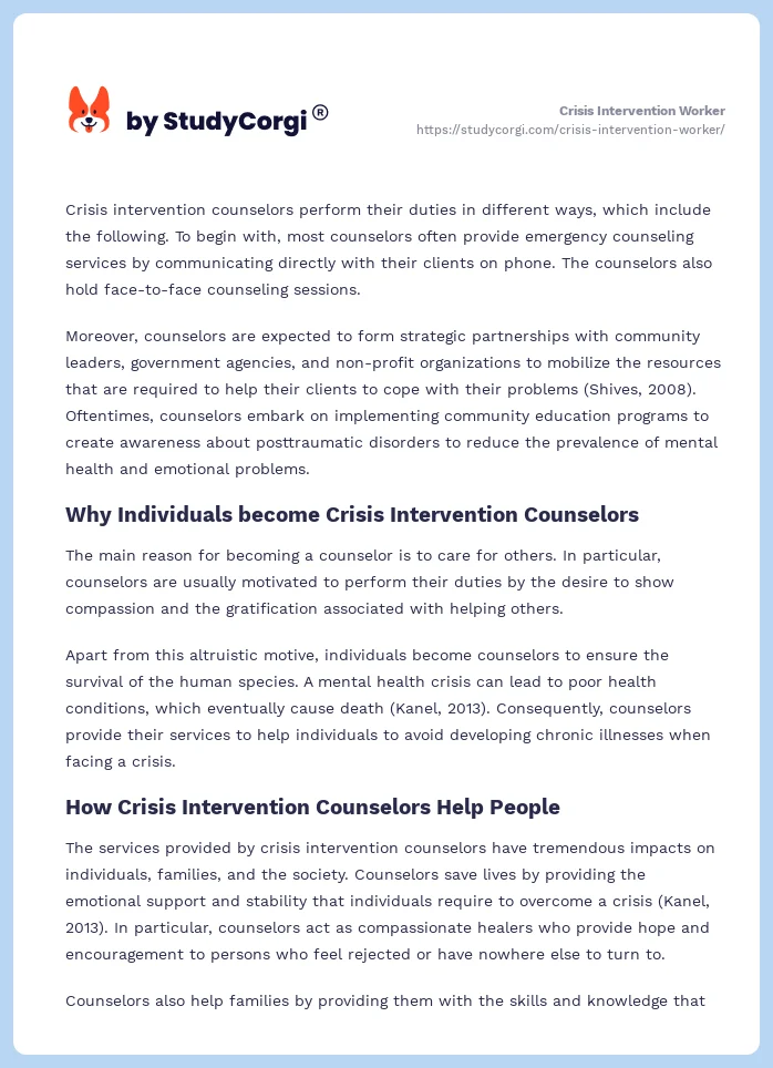 Crisis Intervention Worker. Page 2