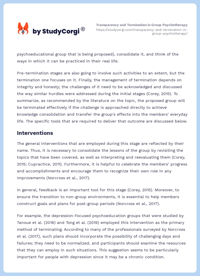 Transparency and Termination in Group Psychotherapy. Page 2