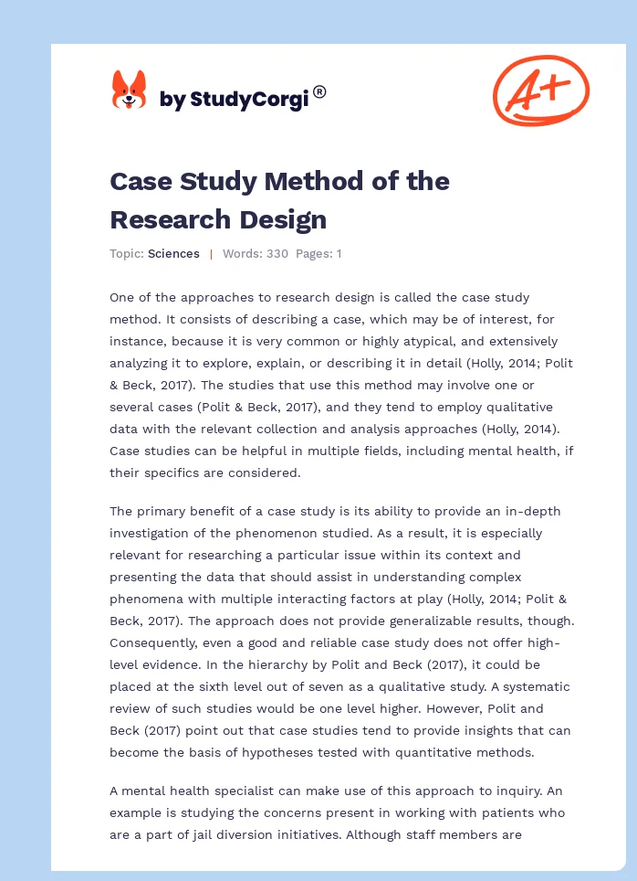 Case Study Method of the Research Design. Page 1