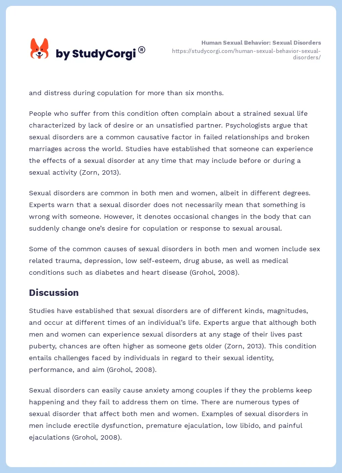 Human Sexual Behavior: Sexual Disorders. Page 2