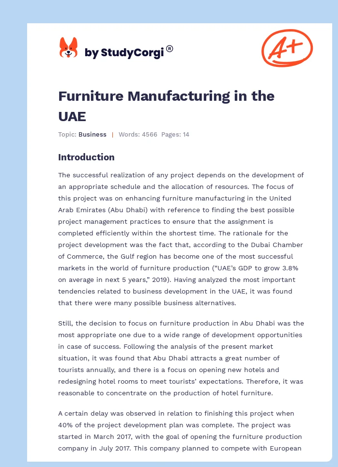 Furniture Manufacturing in the UAE. Page 1