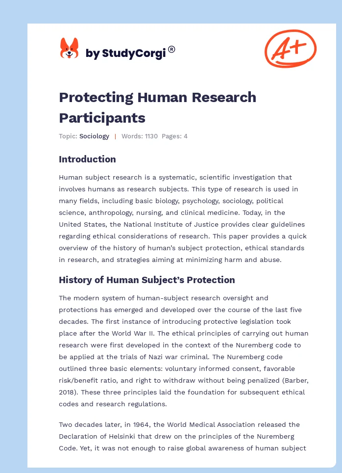 Protecting Human Research Participants. Page 1
