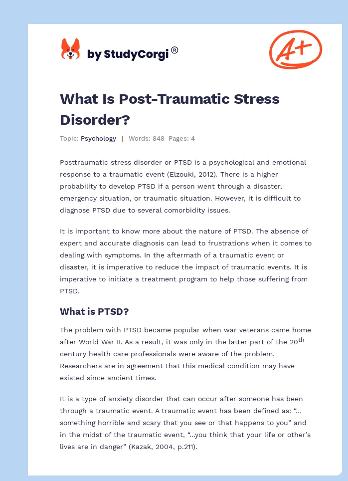 What Is Post-Traumatic Stress Disorder?. Page 1