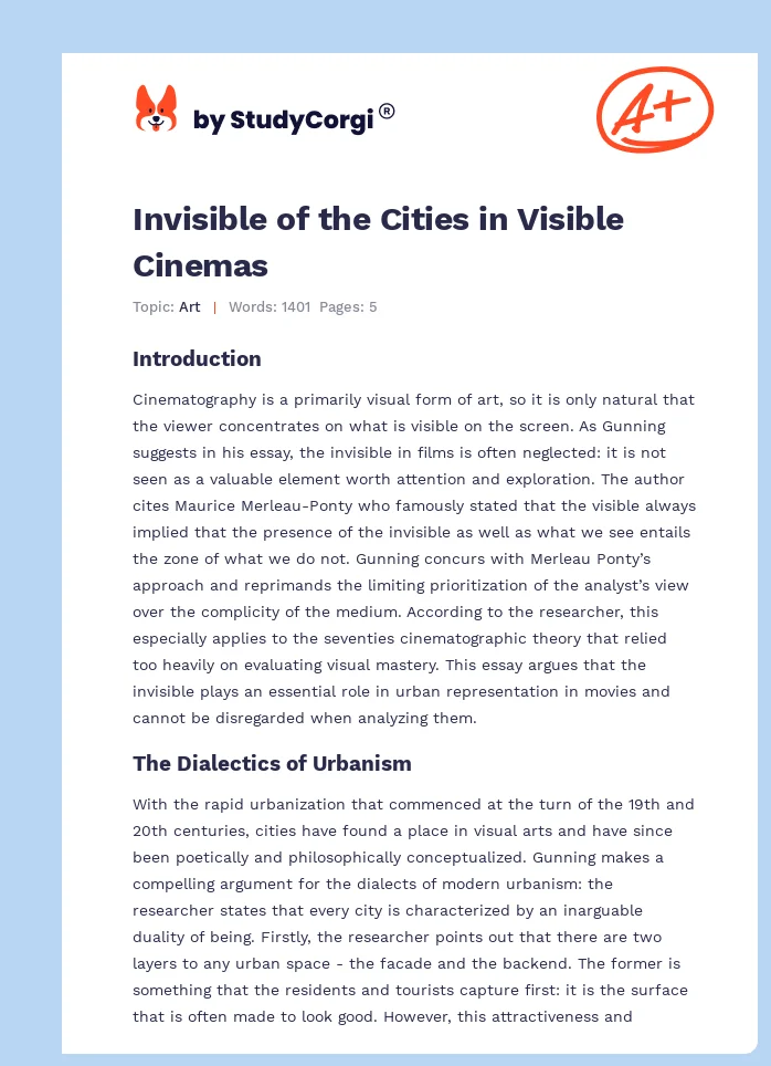 Invisible of the Cities in Visible Cinemas. Page 1