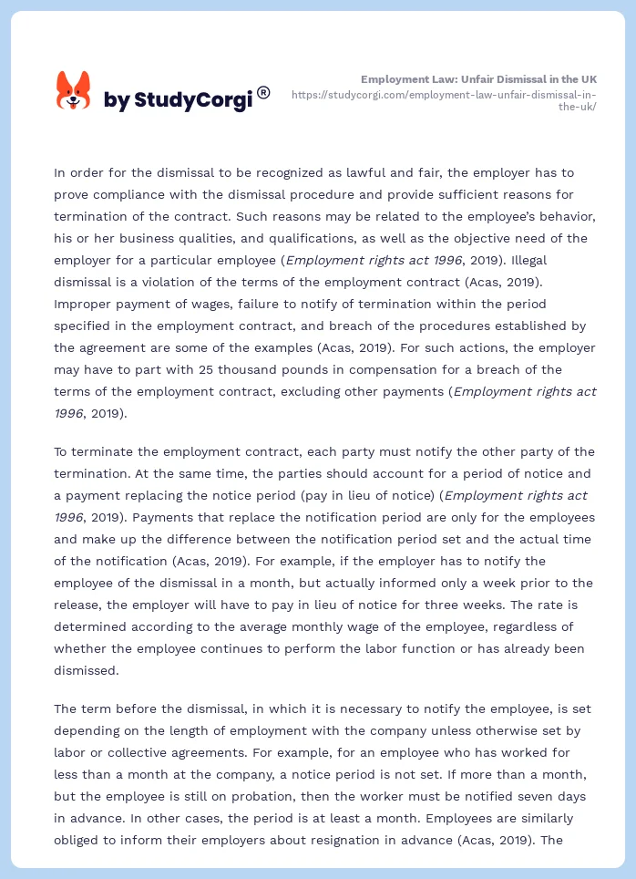 Employment Law: Unfair Dismissal in the UK. Page 2