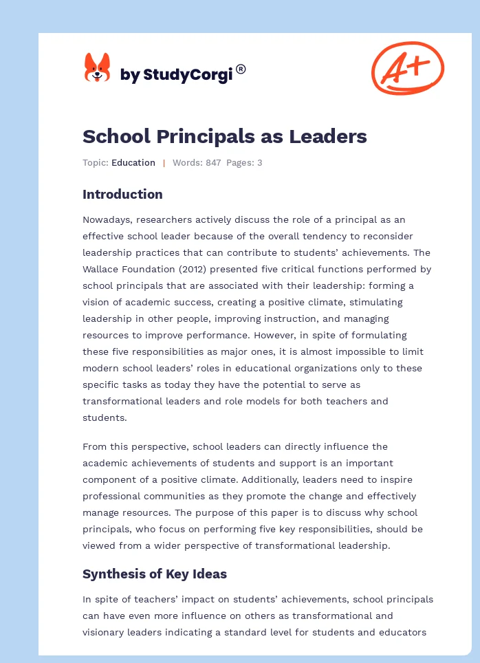 School Principals as Leaders. Page 1